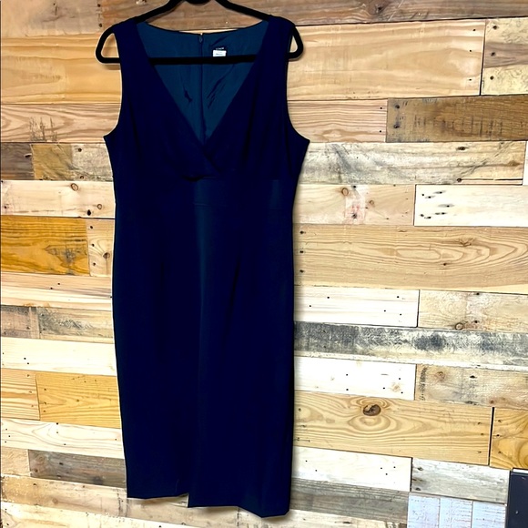 J. Crew Dresses & Skirts - J.Crew Size 16 Elegant Navy Blue Sleeveless Midi Form Fitted No Stretch Dress